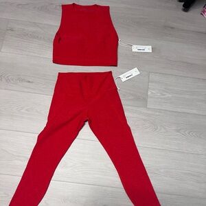 Red Knit Leggings Set